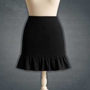 Rhode Black Smocked Ruffle Trim Mini Skirt Size Small